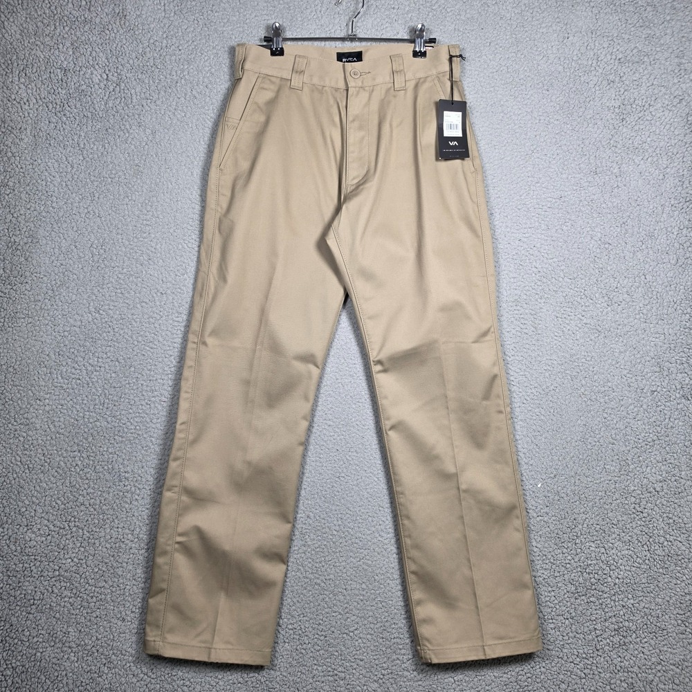 RVCA Pants Mens 30x30 Khaki The Big RVCA Chino Twill Relaxed 17" Leg Opening NEW